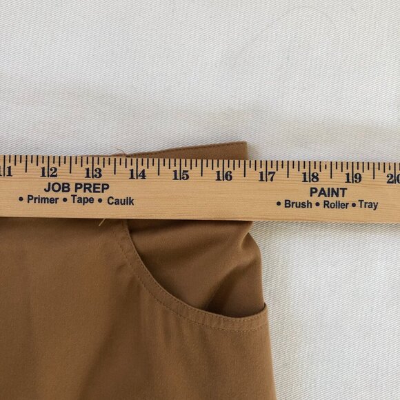 St John Sport Marie Gray Pants Size 14 Golden Tan Flat Front Stretchy Neutral - Picture 6 of 11